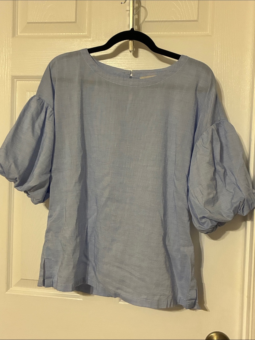 LOFT Light Blue Puff-Sleeve Blouse